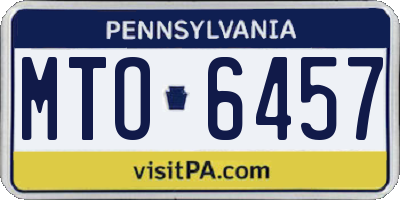 PA license plate MTO6457