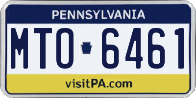 PA license plate MTO6461