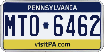 PA license plate MTO6462