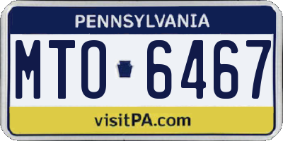 PA license plate MTO6467