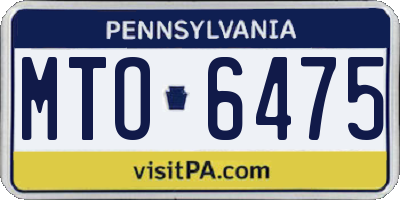 PA license plate MTO6475