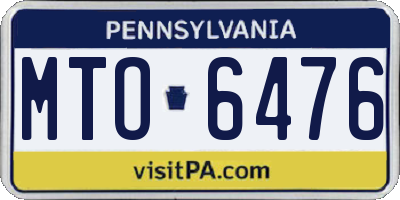 PA license plate MTO6476