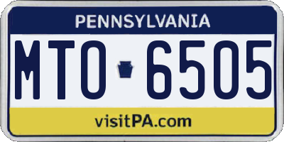 PA license plate MTO6505