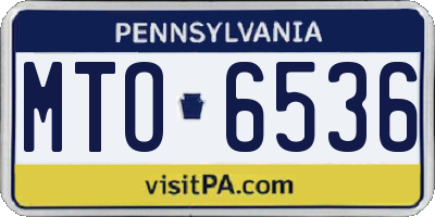 PA license plate MTO6536