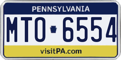 PA license plate MTO6554