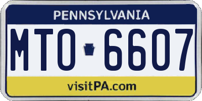 PA license plate MTO6607