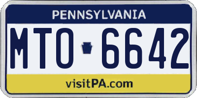 PA license plate MTO6642
