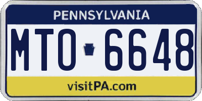 PA license plate MTO6648