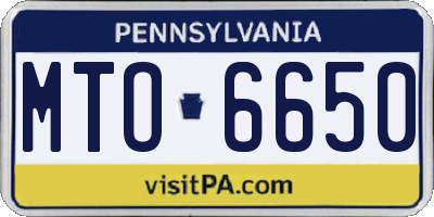 PA license plate MTO6650