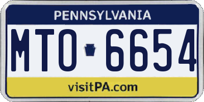 PA license plate MTO6654