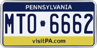 PA license plate MTO6662