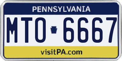 PA license plate MTO6667