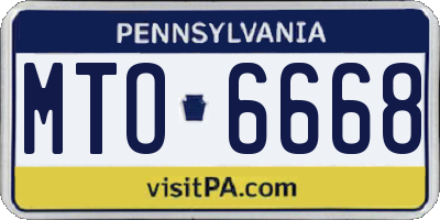PA license plate MTO6668