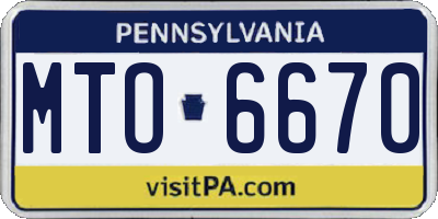 PA license plate MTO6670