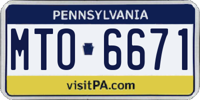 PA license plate MTO6671