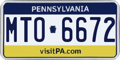 PA license plate MTO6672