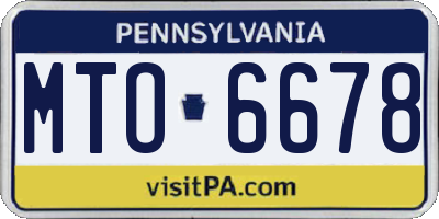 PA license plate MTO6678