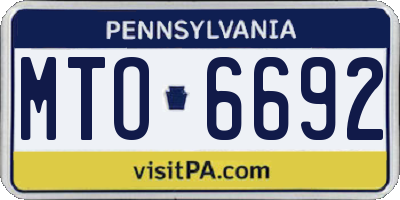 PA license plate MTO6692