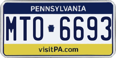 PA license plate MTO6693