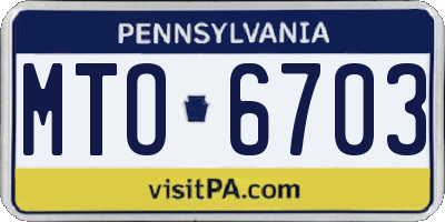 PA license plate MTO6703