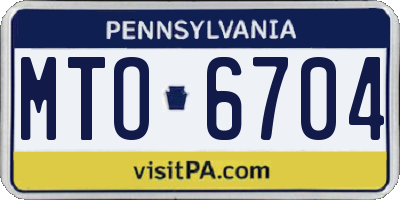 PA license plate MTO6704