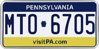 PA license plate MTO6705
