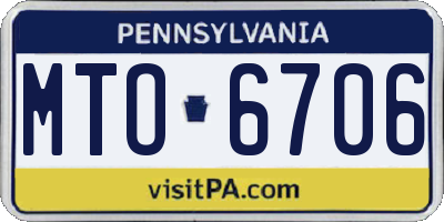 PA license plate MTO6706