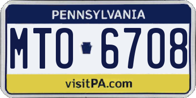 PA license plate MTO6708