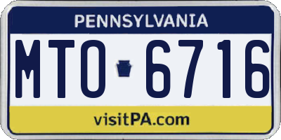 PA license plate MTO6716