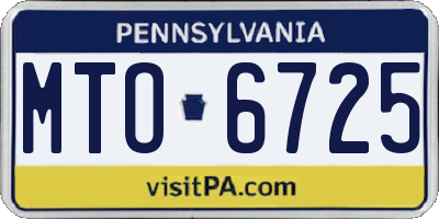 PA license plate MTO6725
