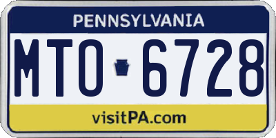 PA license plate MTO6728