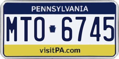 PA license plate MTO6745