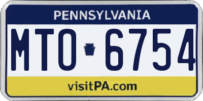 PA license plate MTO6754
