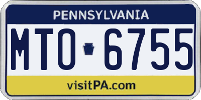 PA license plate MTO6755