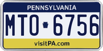 PA license plate MTO6756