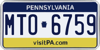 PA license plate MTO6759