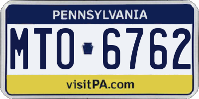 PA license plate MTO6762