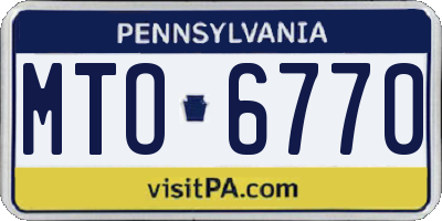 PA license plate MTO6770