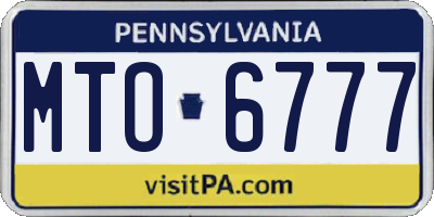PA license plate MTO6777