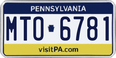 PA license plate MTO6781