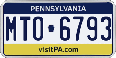 PA license plate MTO6793