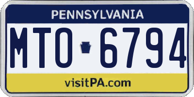 PA license plate MTO6794