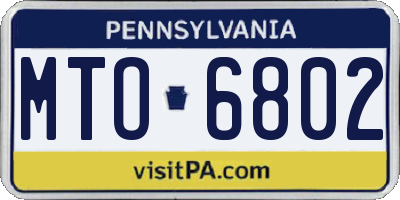 PA license plate MTO6802