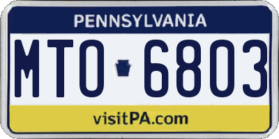 PA license plate MTO6803