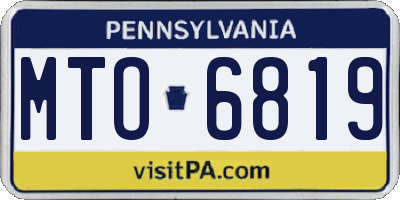 PA license plate MTO6819