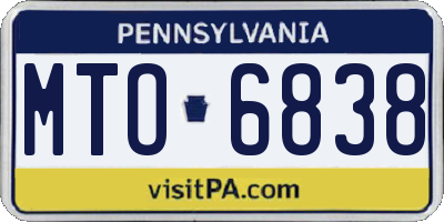 PA license plate MTO6838
