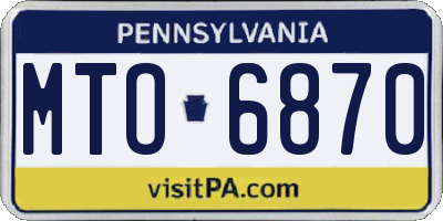 PA license plate MTO6870