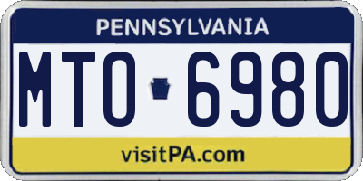 PA license plate MTO6980