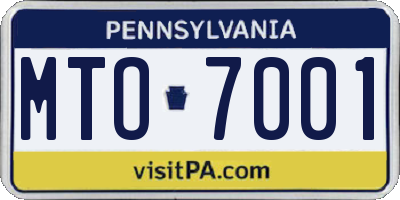 PA license plate MTO7001