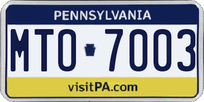PA license plate MTO7003
